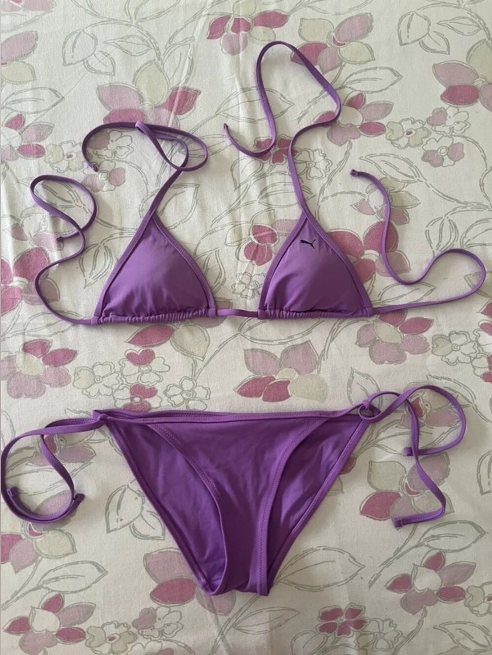 Purple Triangle Tie-Side Bikini Set - Women's Swim